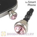 Earphone Jack Plug Accessory With Pink Crystal For Smart Phone Wholesale