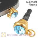 Earphone Jack Plug Accessory With Cyan Crystal For Smart Phone Wholesale