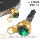 Earphone Jack Plug Accessory With Green Crystal For Smart Phone Wholesale
