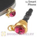 Earphone Jack Plug Accessory With Fushia Crystal For Smart Phone Wholesale