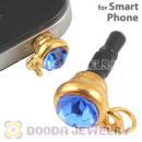 Earphone Jack Plug Accessory With Ocean Blue Crystal For Smart Phone Wholesale