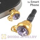 Earphone Jack Plug Accessory With Lavender Crystal For Smart Phone Wholesale