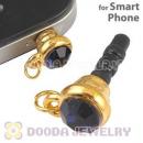 Earphone Jack Plug Accessory With Ink Blue Crystal For Smart Phone Wholesale