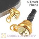 Earphone Jack Plug Accessory With Yellow Crystal For Smart Phone Wholesale