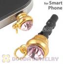 Earphone Jack Plug Accessory With Pink Crystal For Smart Phone Wholesale