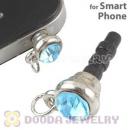 Earphone Jack Plug Accessory With Cyan Crystal For Smart Phone Wholesale
