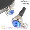 Earphone Jack Plug Accessory With Ocean Blue Crystal For Smart Phone Wholesale