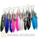 120 Pair Per Bag Mix Color Rooster Feather Bead Earrings Wholesale