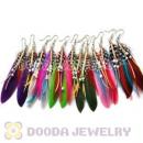 120 Pair Per Bag Mix Color Rooster Feather Bead Earrings Wholesale