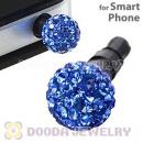 8mm Blue Czech Crystal Ball Earphone Jack Plug For iPhone Wholesale