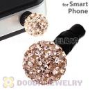8mm Rose Czech Crystal Ball Earphone Jack Plug For iPhone Wholesale
