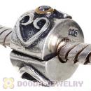 European Style 925 Silver Double Heart Clip Beads With CZ Stone