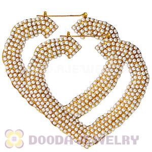 85X90mm Basketball Wives Bamboo Pearl Heart Earrings Wholesale