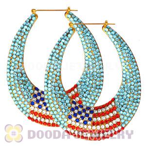 76X90mm Basketball Wives Bamboo Crystal The Old Glory Earrings 