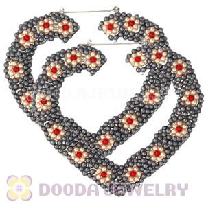 85X90mm Basketball Wives Bamboo Crystal Pearl Flower Earrings Wholesale