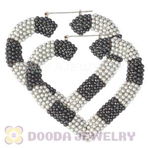 85X80mm Basketball Wives Bamboo Pearl Heart Earrings Wholesale
