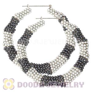 85mm Basketball Wives Bamboo Pearl Hoop Earrings Wholesale