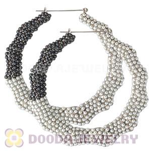 90mm Basketball Wives Bamboo Pearl Hoop Earrings Wholesale