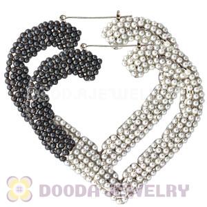 85X80mm Basketball Wives Bamboo Pearl Heart Earrings Wholesale