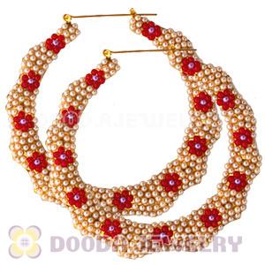 90mm Basketball Wives Bamboo Pearl tal Hoop Earrings Wholesale