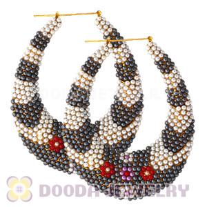 76X90mm Basketball Wives Bamboo Pearl Hoop Earrings Wholesale