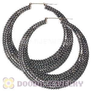 90mm Basketball Wives Bamboo Pearl Hoop Earrings Wholesale