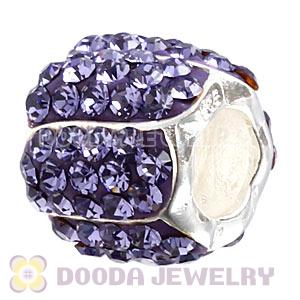 925 Sterling Silver Jeweled Petals Bead With Purple Austrian Crystal