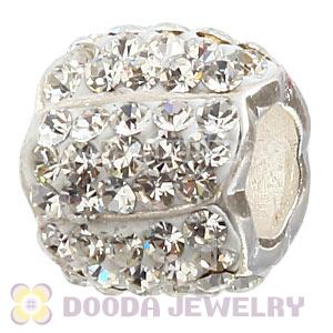 925 Sterling Silver Jeweled Petals Bead With White Austrian Crystal 
