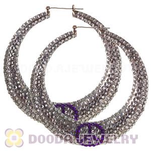90mm Basketball Wives Bamboo Crystal Peace Sign Earrings 