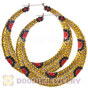90mm Basketball Wives Bamboo Crystal Hoop Earrings Wholesale