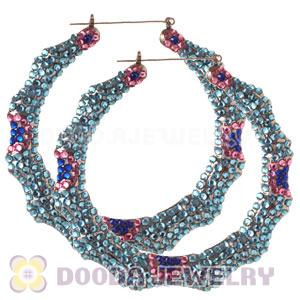 90mm Basketball Wives Bamboo Resin Crystal Hoop Earrings Wholesale