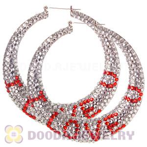 90mm Basketball Wives Bamboo Crystal I LOVE U Earrings 