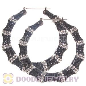 90mm Basketball Wives Bamboo Resin Crystal Hoop Earrings Wholesale