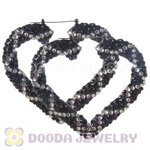 85×80mm Basketball Wives Bamboo Crystal Heart Earrings Wholesale