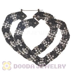 85X90mm Basketball Wives Bamboo Crystal Heart Earrings Wholesale
