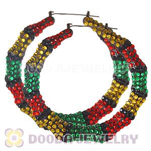 85mm Basketball Wives Bamboo Resin Crystal Hoop Earrings Wholesale