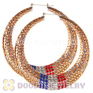 90mm Basketball Wives Bamboo Flag Of France Earrings 