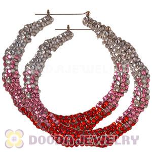 85mm Basketball Wives Bamboo Resin Crystal Hoop Earrings Wholesale