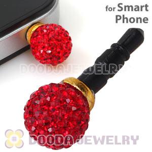 10mm Red Czech Crystal Ball Cute Plugy Earphone Jack Accessory