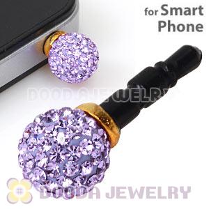 10mm Lavender Czech Crystal Ball Cute Plugy Earphone Jack Accessory