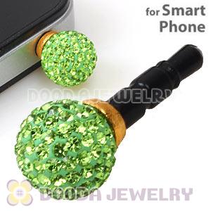 10mm Lime Czech Crystal Ball Cute Plugy Earphone Jack Accessory