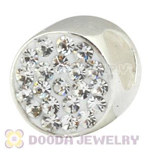 925 Sterling Silver Cylinder Beads With White Austrian Crystal Wholesale