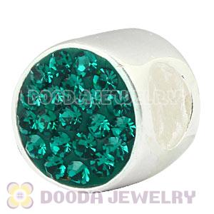925 Sterling Silver Cylinder Beads With Green Austrian Crystal Wholesale