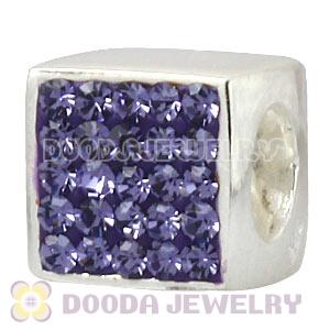 925 Sterling Silver Dice Charm Beads With Purple Austrian Crystal Wholesale