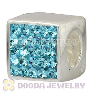 925 Sterling Silver Dice Charm Beads With Cyan Austrian Crystal Wholesale