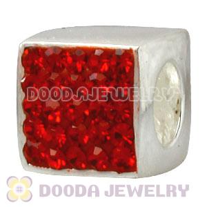 925 Sterling Silver Dice Charm Beads With Red Austrian Crystal Wholesale