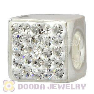 925 Sterling Silver Dice Charm Beads With White Austrian Crystal Wholesale
