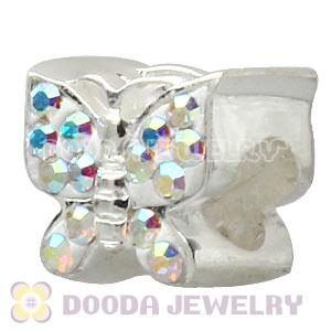 925 Sterling Silver Butterfly Charm Beads With Austrian Crystal
