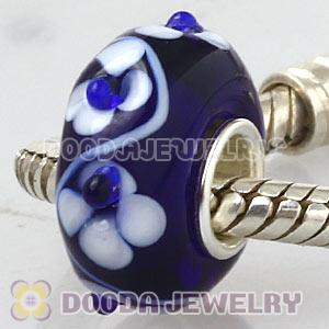2012 New Lampwork Glass Floral Beads In 925 Silver Core European Compatible