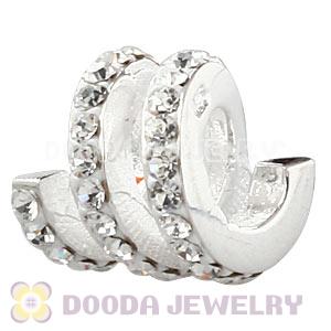 925 Sterling Silver Swirl Charm Beads With Austrian Crystal 